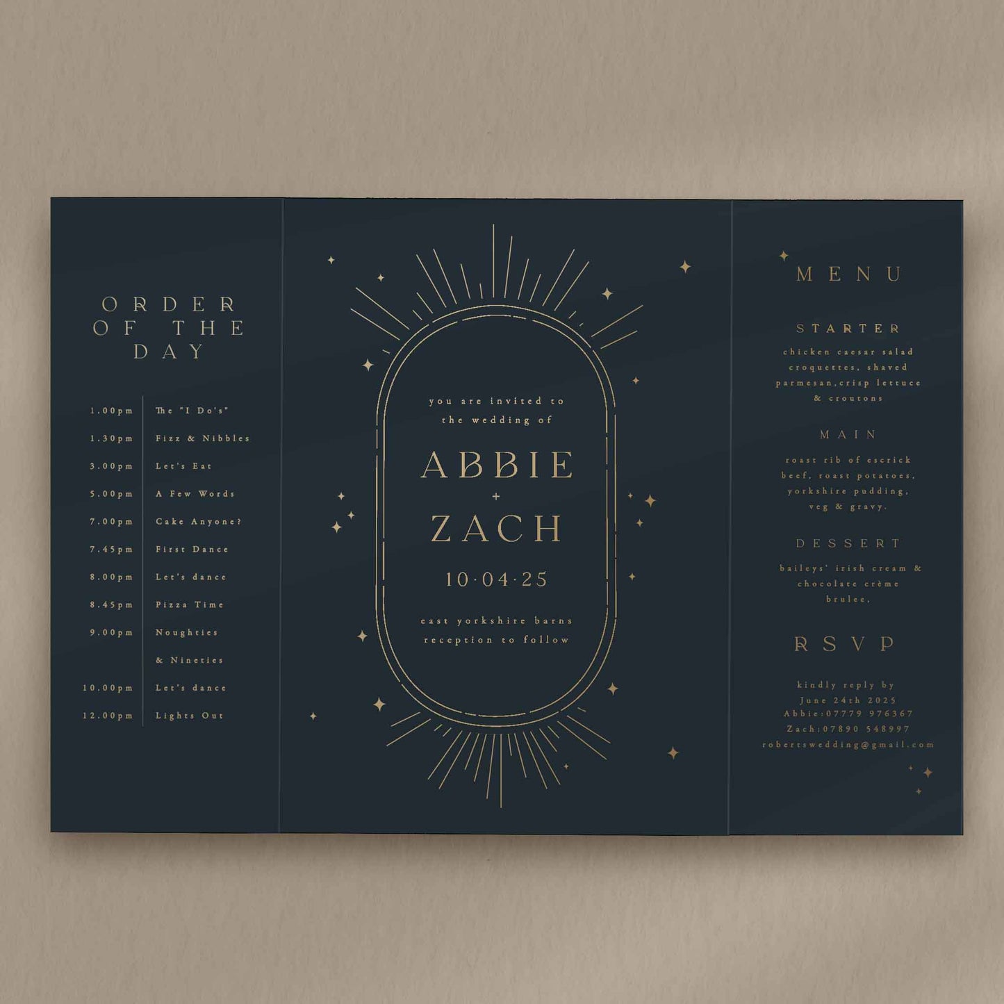 Abbie Gatefold Invitation  Ivy and Gold Wedding Stationery   