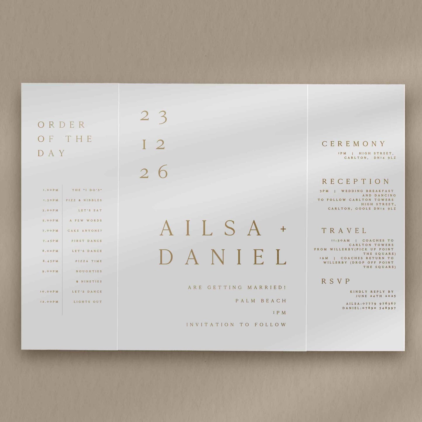 Ailsa Gatefold Invitation  Ivy and Gold Wedding Stationery   