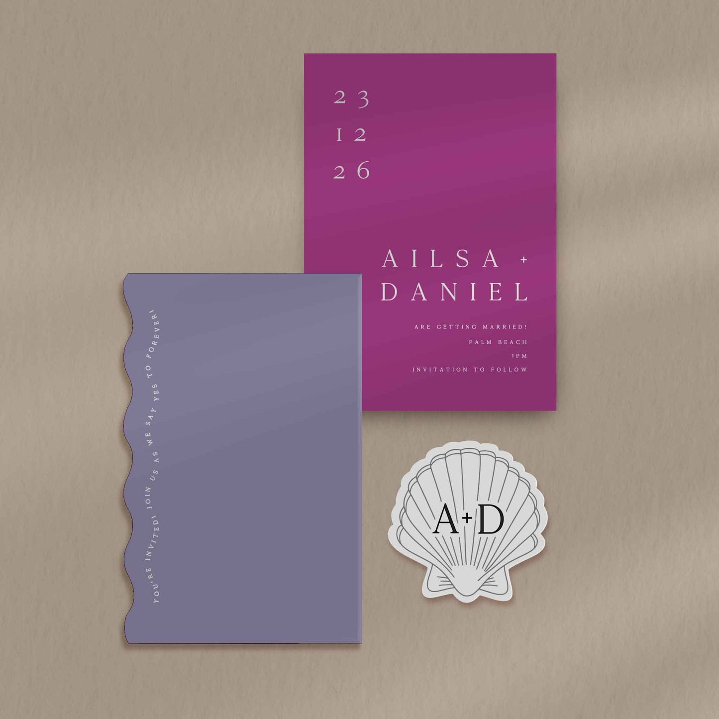 Ailsa Invitation Set  Ivy and Gold Wedding Stationery   
