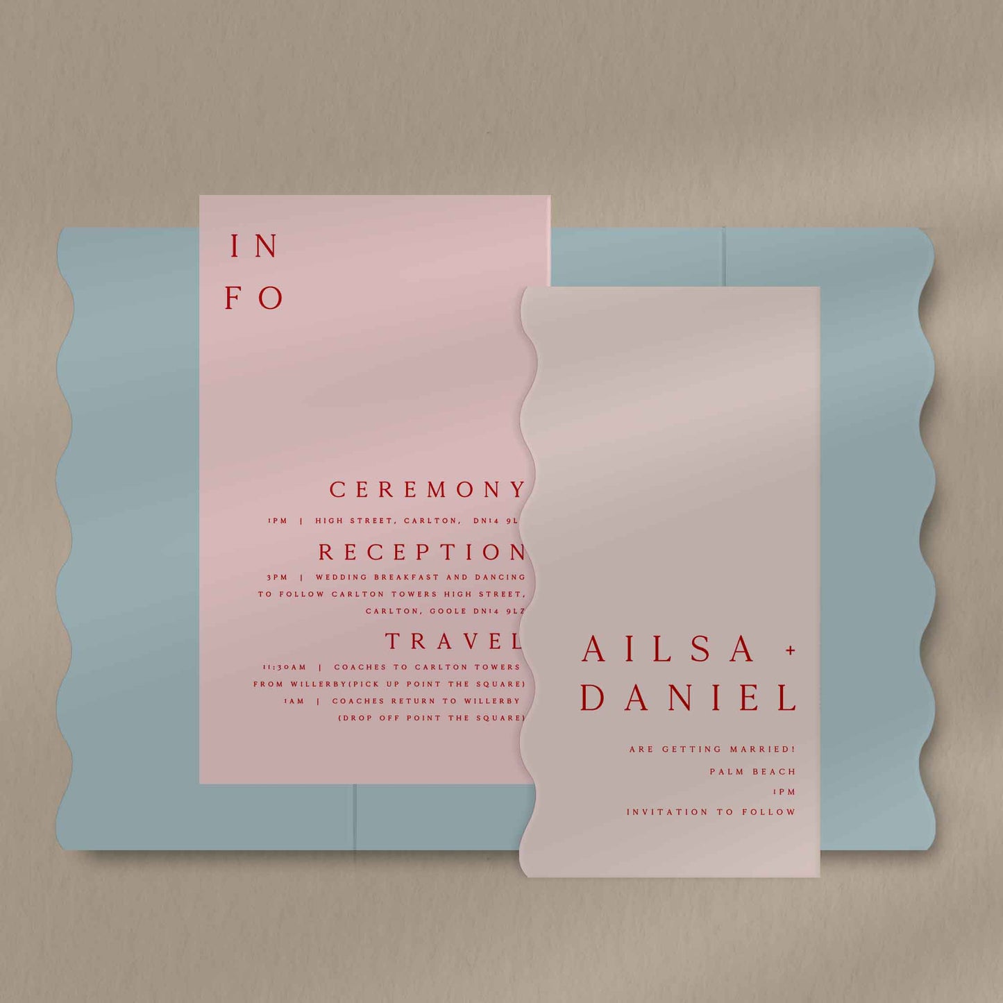 Ailsa Scallop Envelope Invite  Ivy and Gold Wedding Stationery   