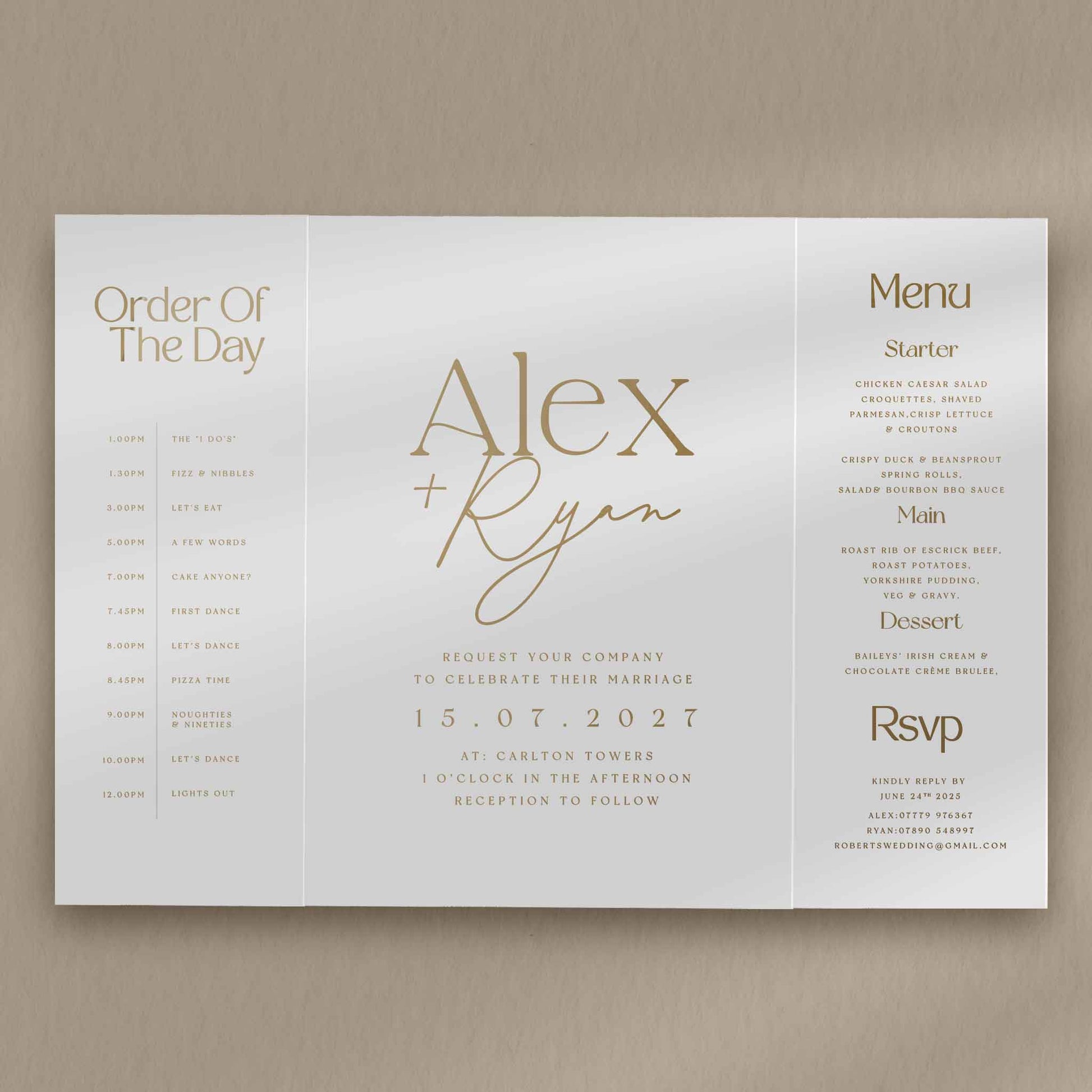 Alex Gatefold Invitation  Ivy and Gold Wedding Stationery   