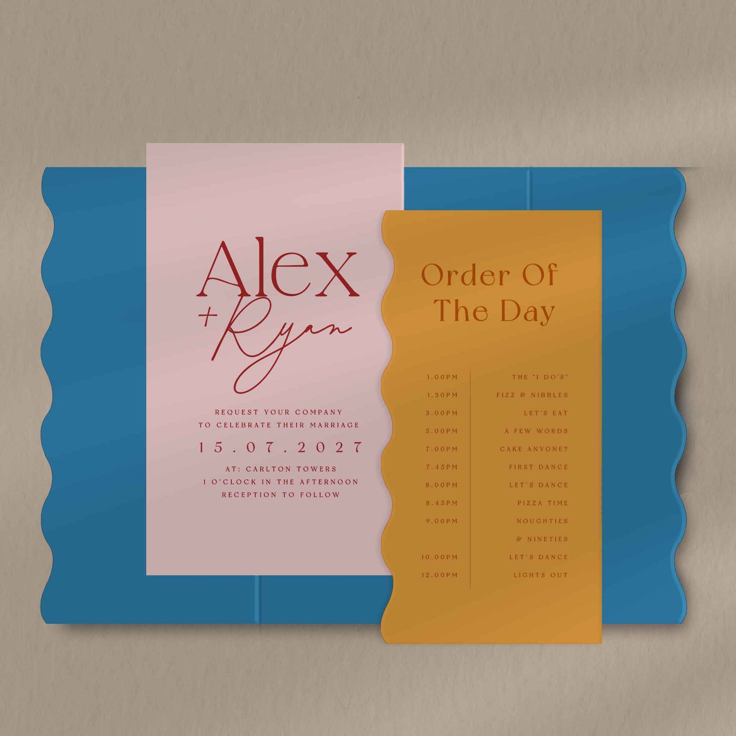 Scallop Envelope Sample  Ivy and Gold Wedding Stationery Alex  