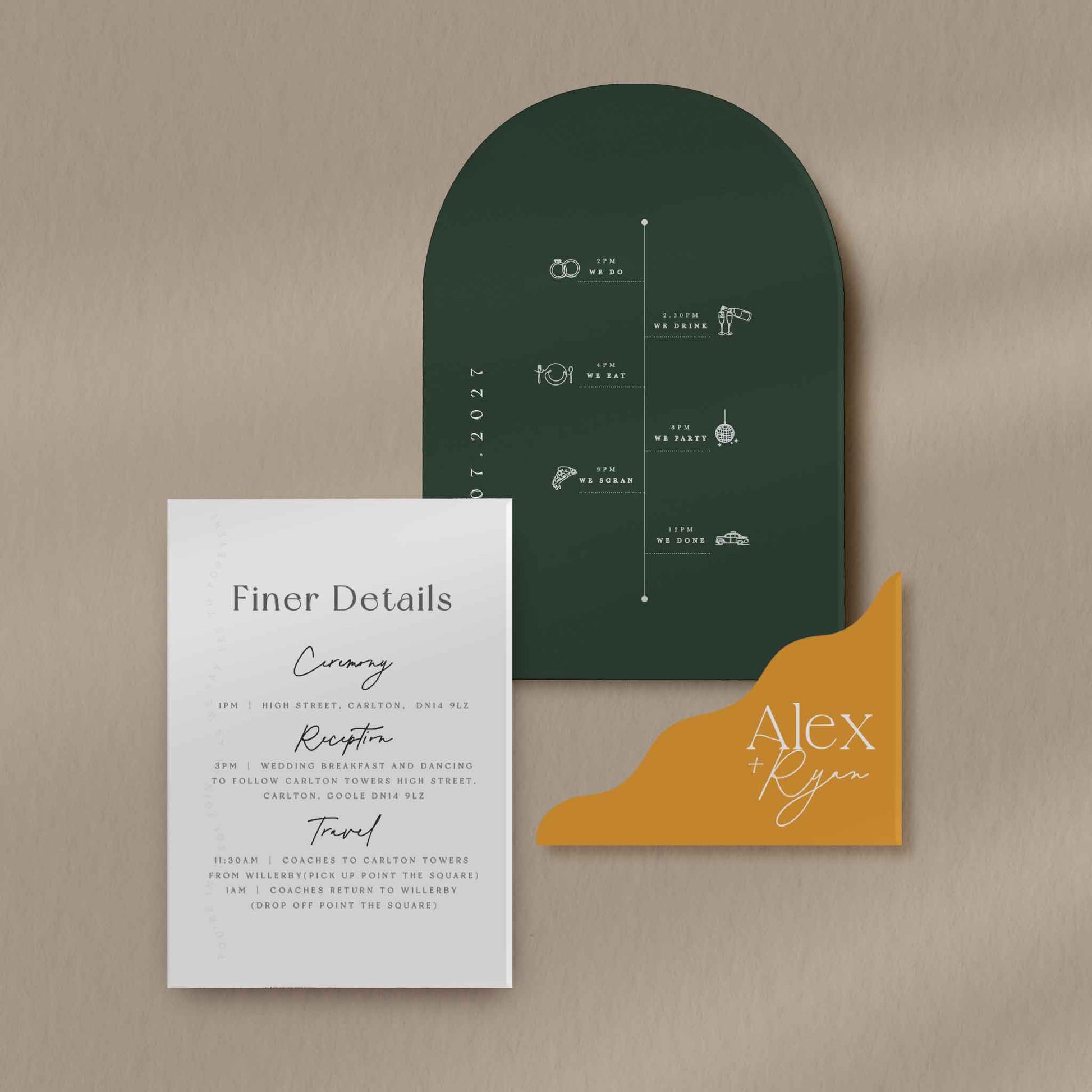 Scallop Envelope Sample  Ivy and Gold Wedding Stationery   