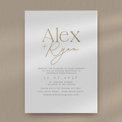 Evening Invitation Sample  Ivy and Gold Wedding Stationery Alex  