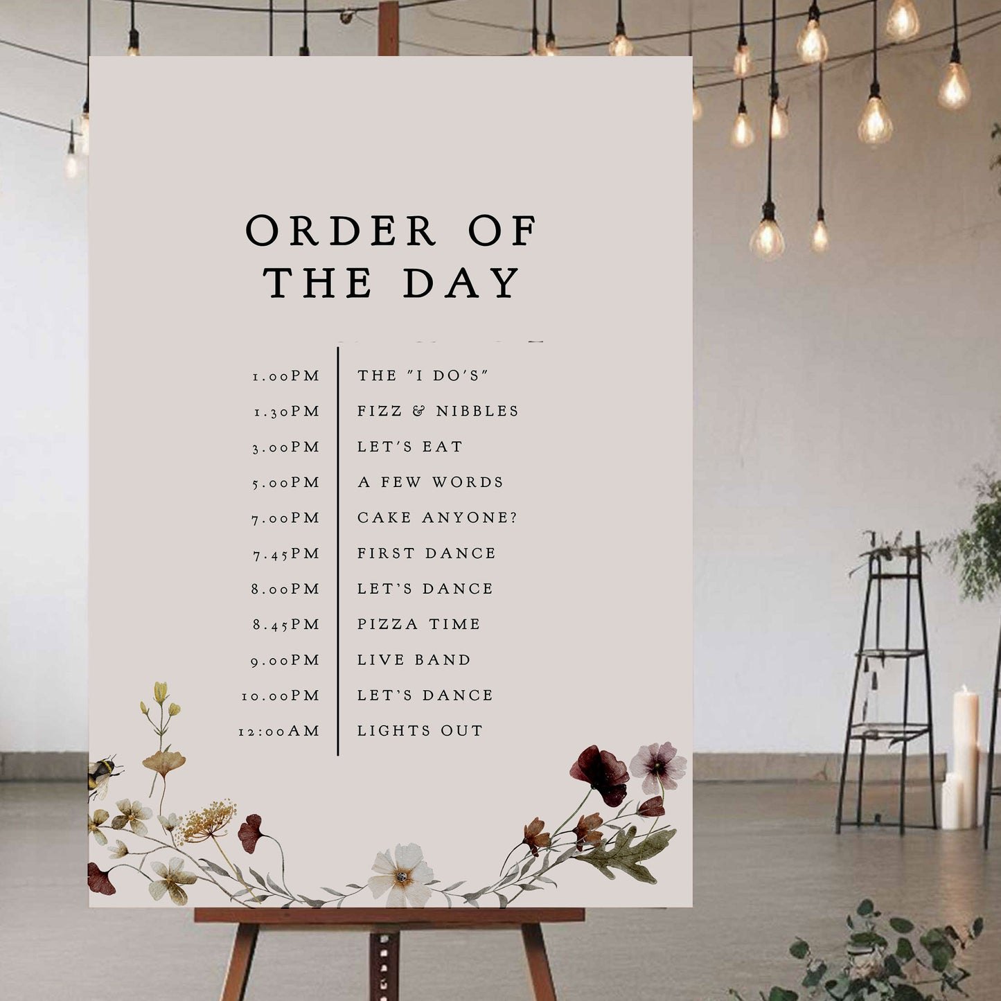 Order Of The Day Sign - Ivy and Gold Wedding Stationery