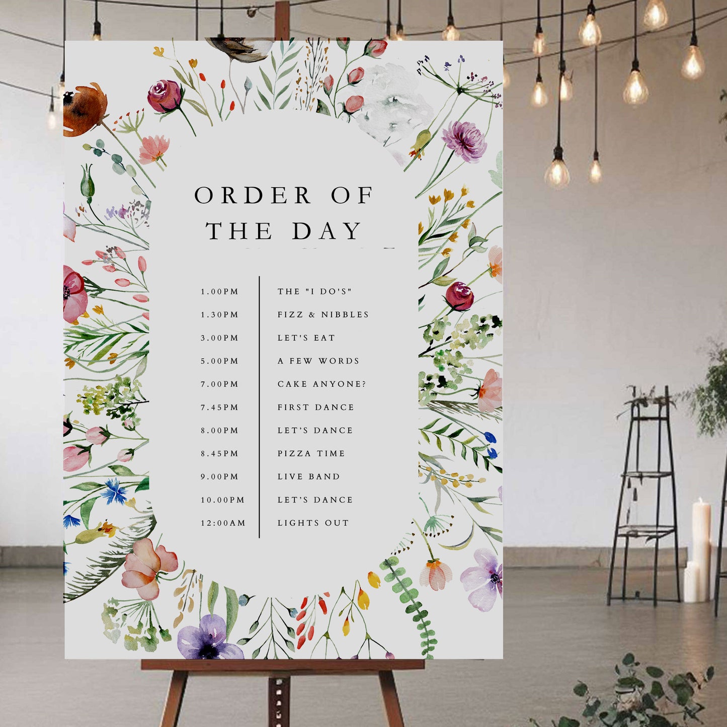 Order Of The Day Sign - Ivy and Gold Wedding Stationery
