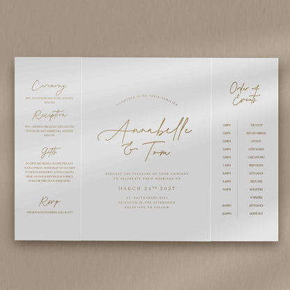 Annabelle Gatefold Invitation  Ivy and Gold Wedding Stationery   
