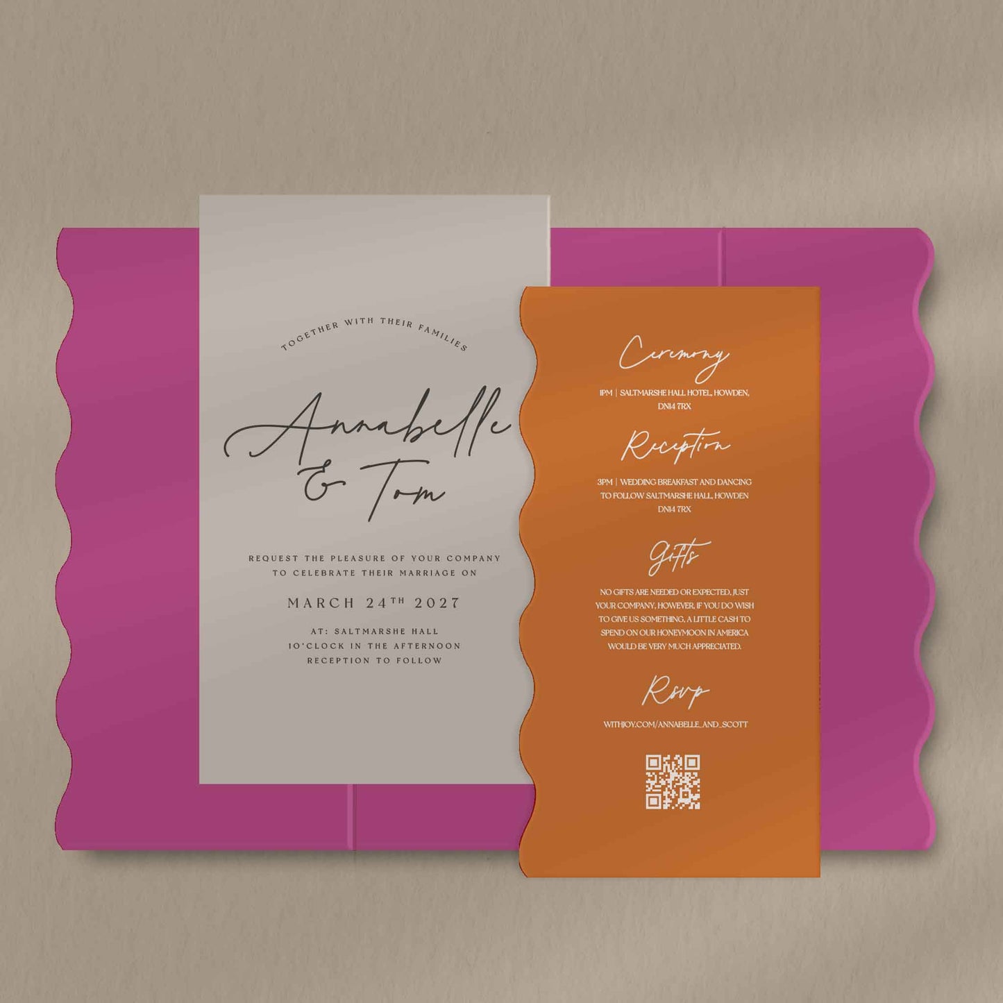Scallop Envelope Sample  Ivy and Gold Wedding Stationery Annabelle  