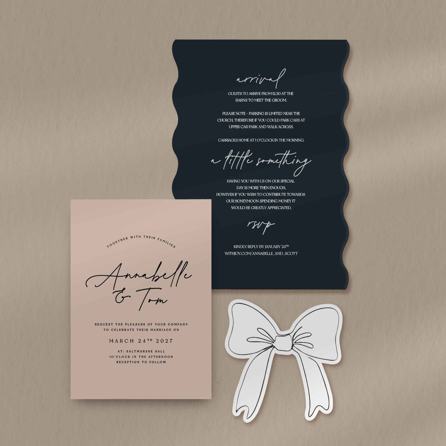 Annabelle Invitation Set  Ivy and Gold Wedding Stationery   