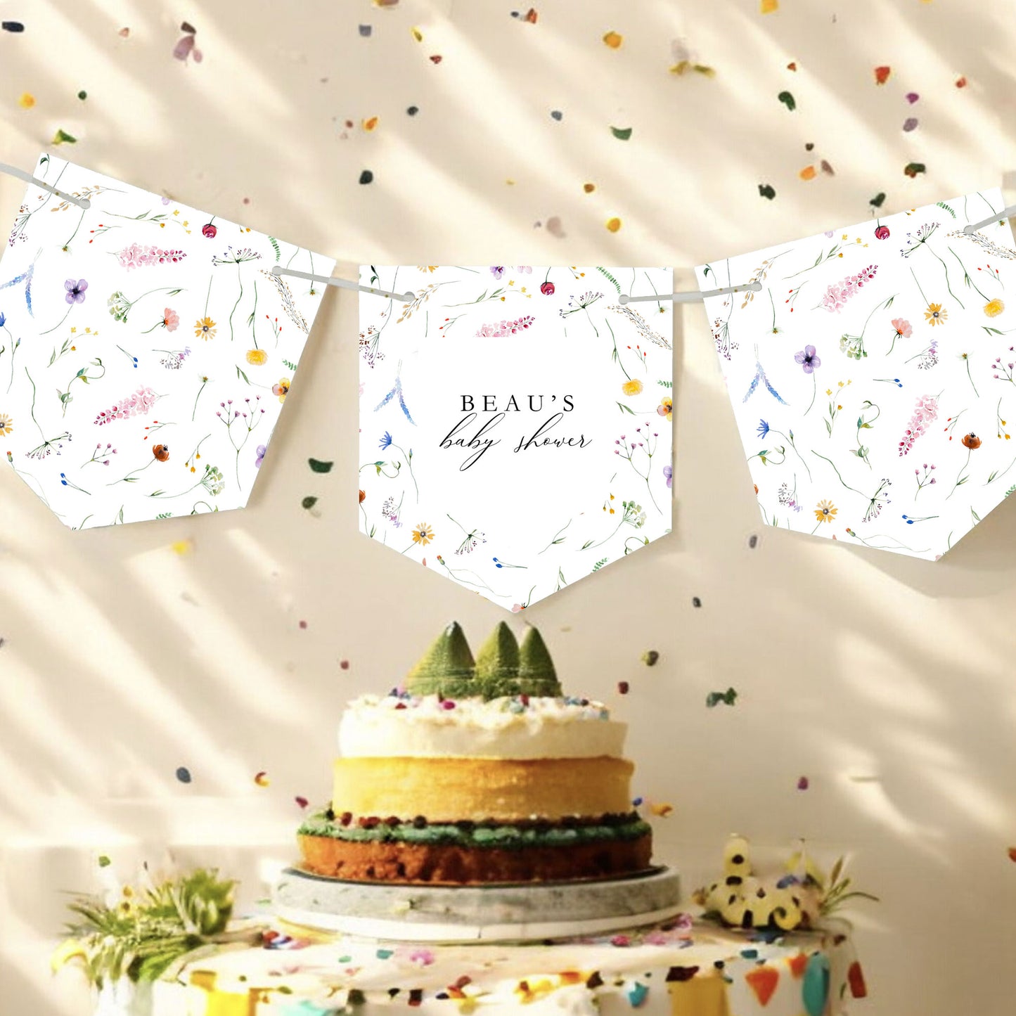 Beau WIldflower Baby Shower Invitation & Digital Template Bundle