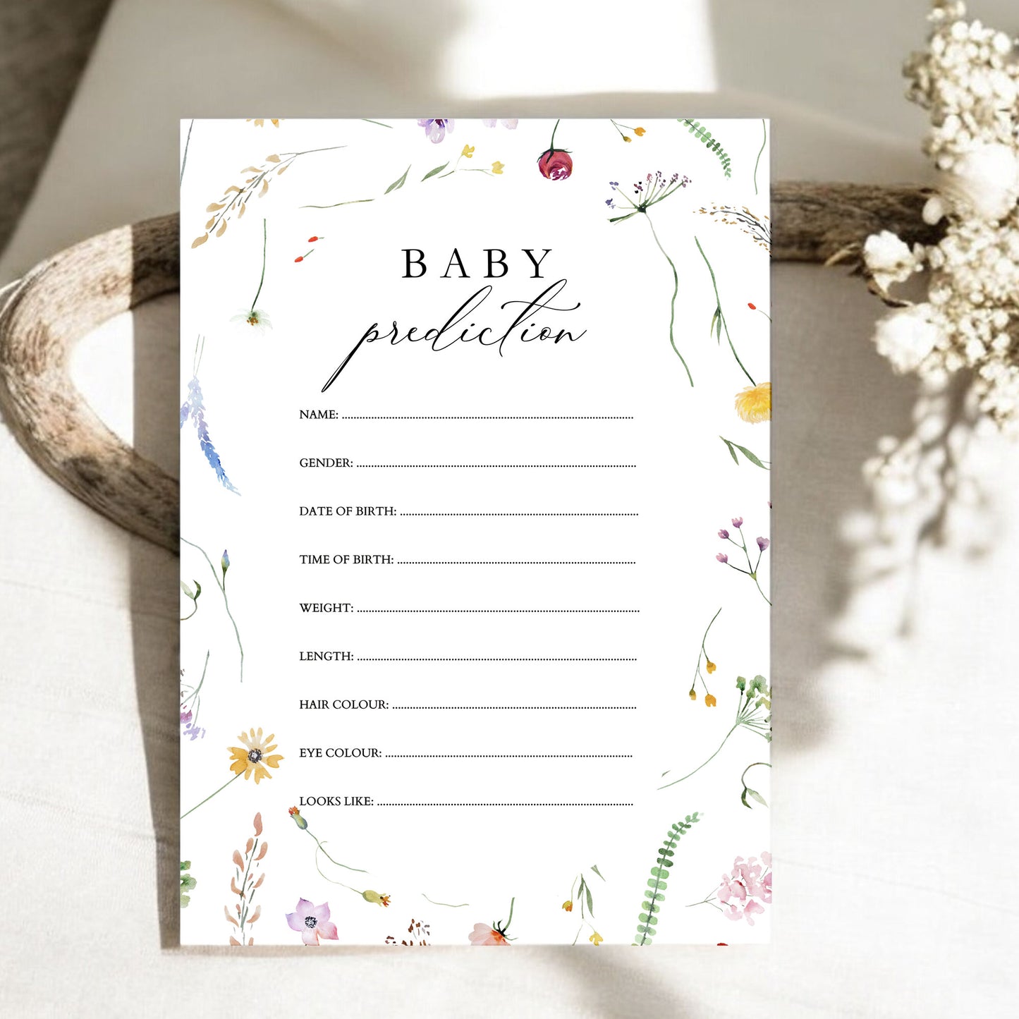 Beau WIldflower Baby Shower Invitation & Digital Template Bundle