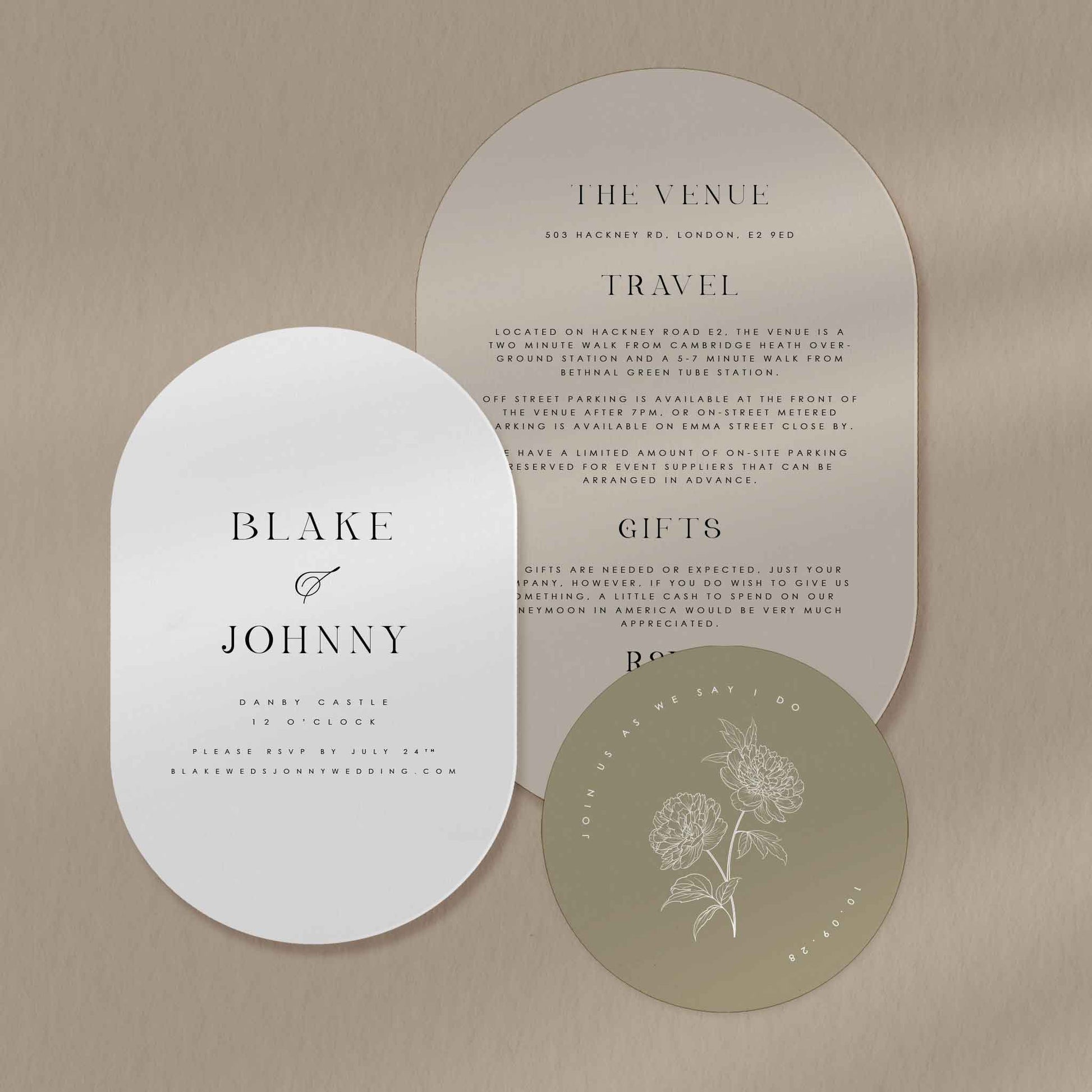 Invitation Set Sample  Ivy and Gold Wedding Stationery Blake  