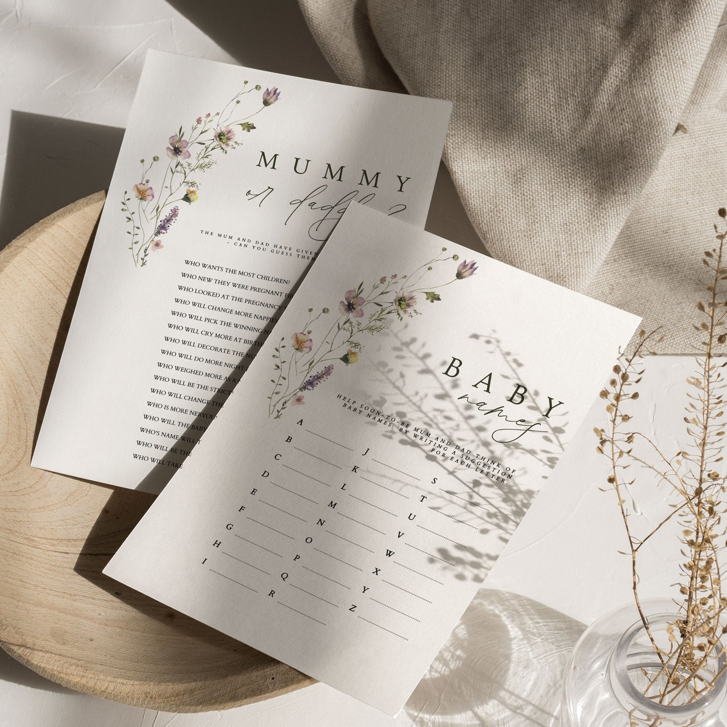 Bronte Meadow Flowers Baby Shower Invitation & Digital Template Bundle