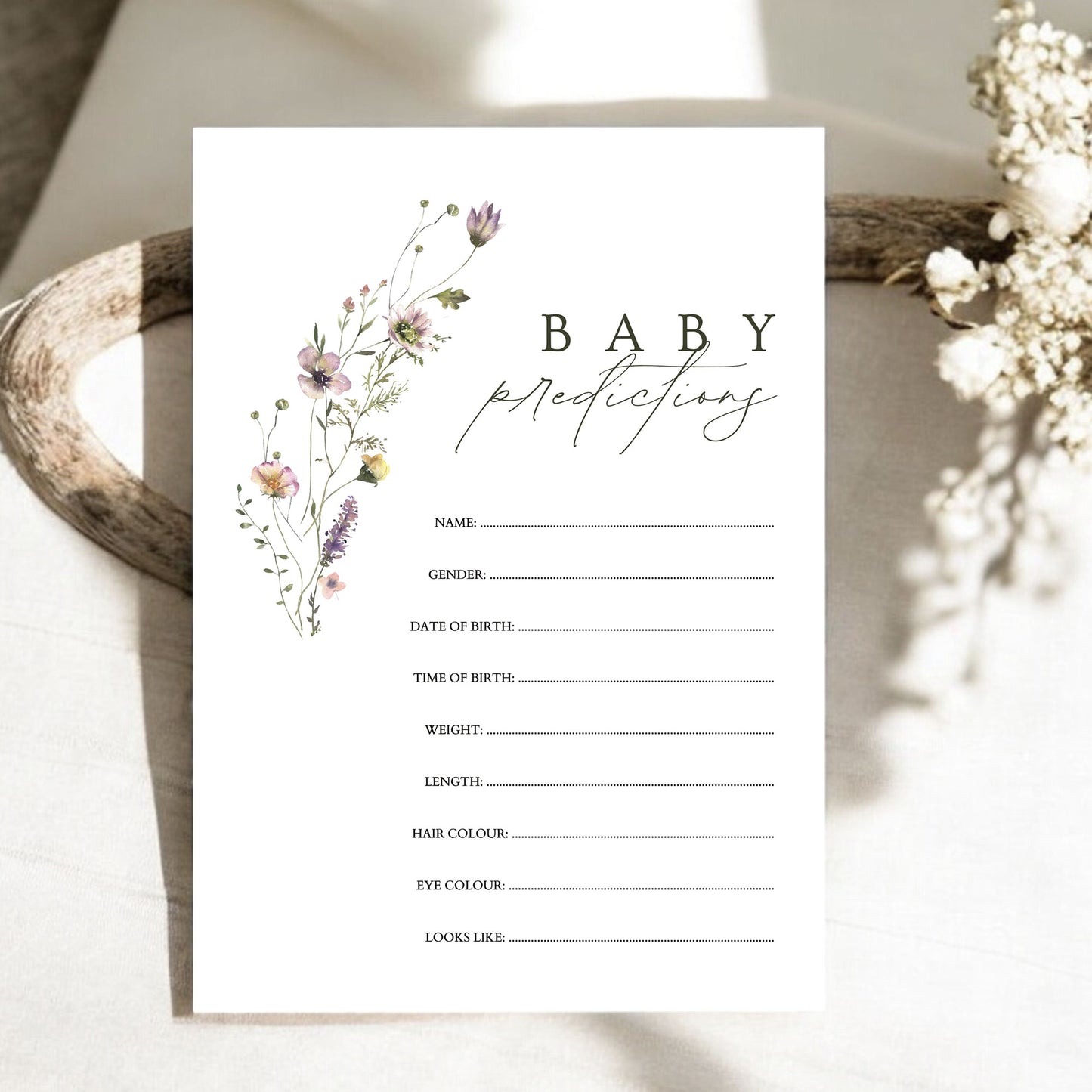 Bronte Meadow Flowers Baby Shower Invitation & Digital Template Bundle