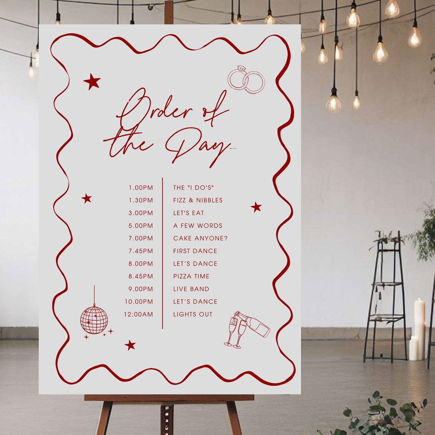 Order Of The Day Sign - Ivy and Gold Wedding Stationery