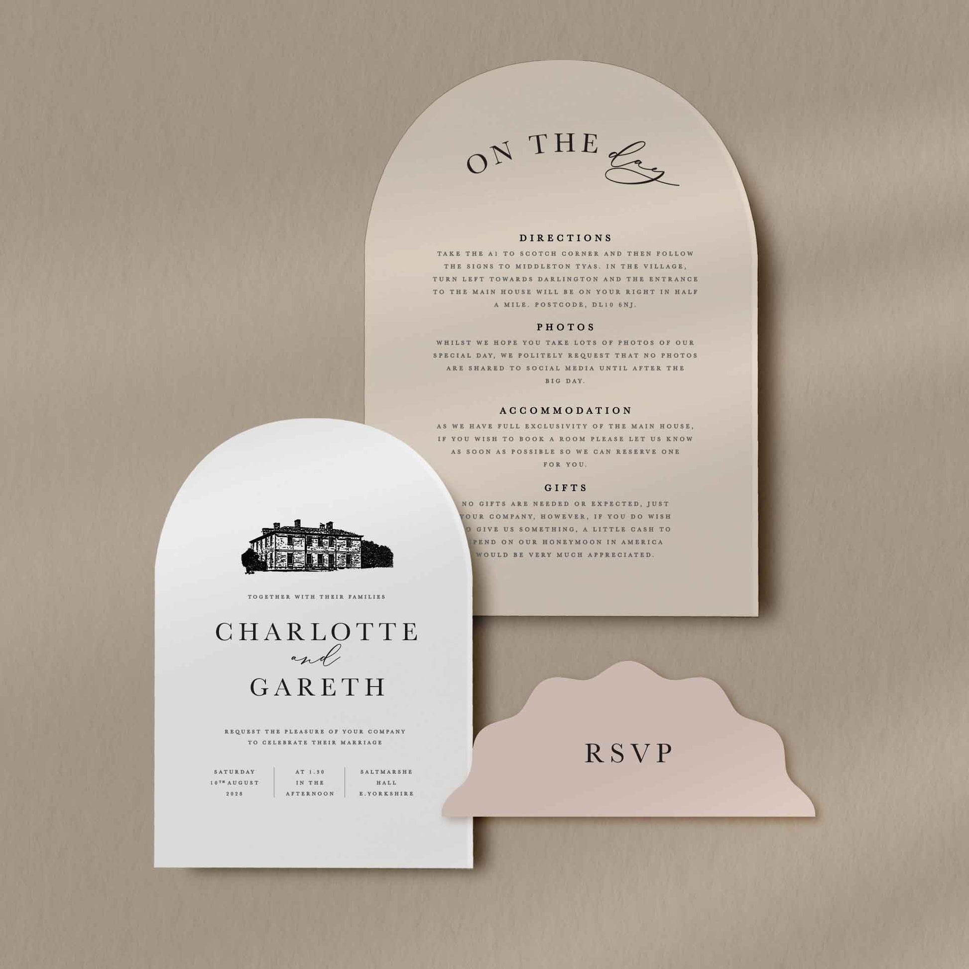 Invitation Set Sample  Ivy and Gold Wedding Stationery Charlotte  