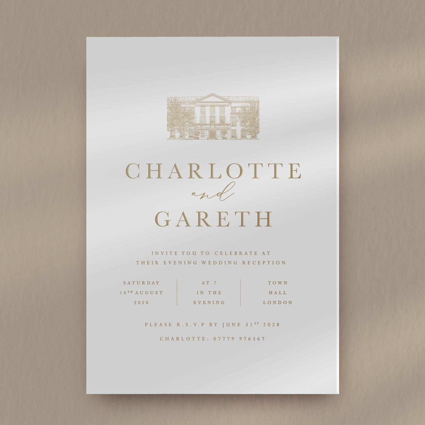 Evening Invitation Sample  Ivy and Gold Wedding Stationery Charlotte  
