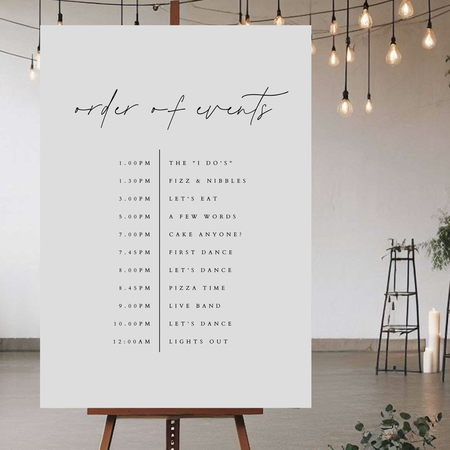 Order Of The Day Sign - Ivy and Gold Wedding Stationery