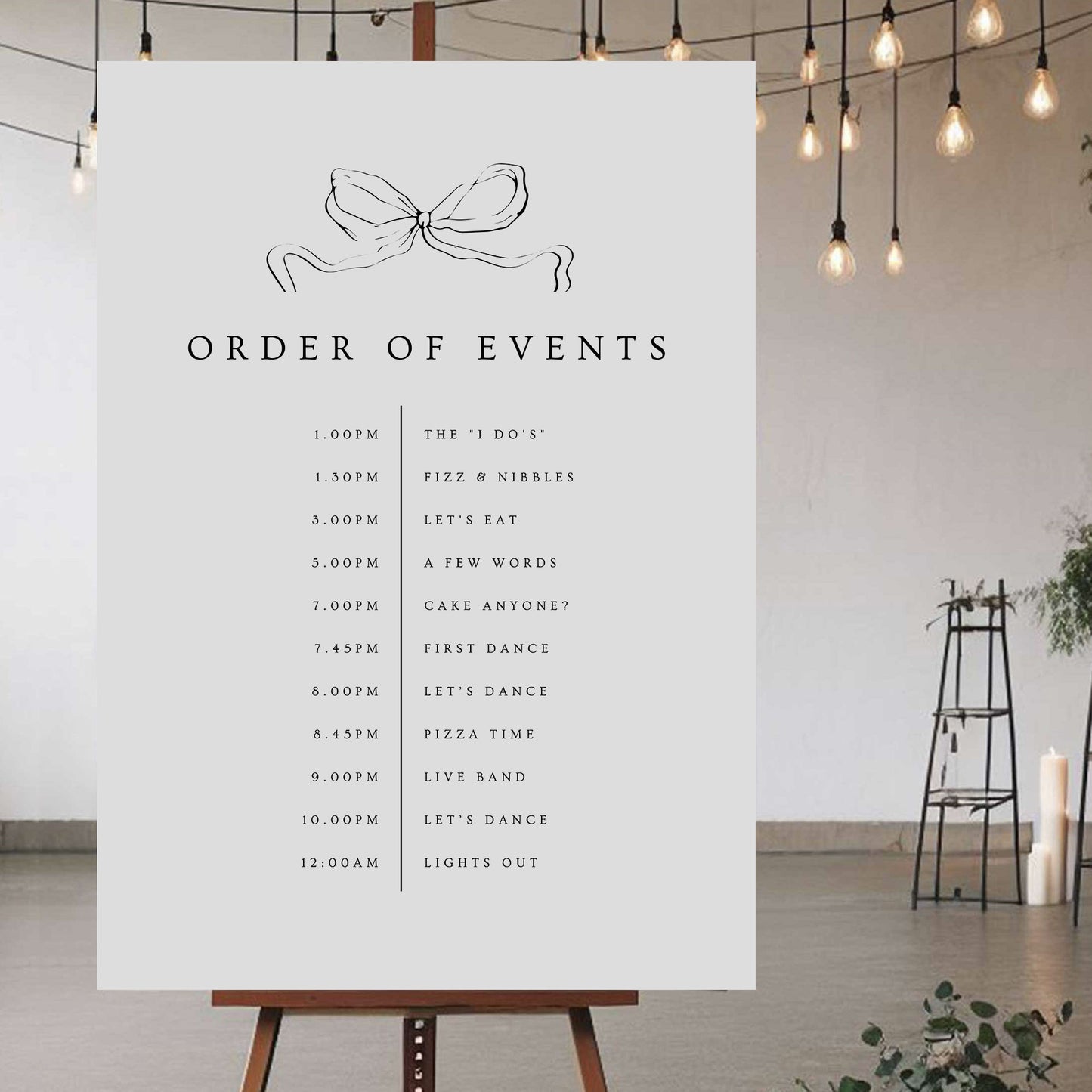 Order Of The Day Sign - Ivy and Gold Wedding Stationery