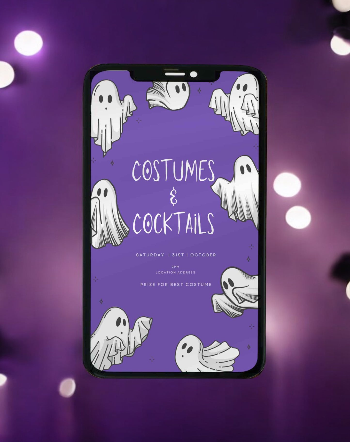 Costme & Cocktails Halloween Digital Invitation Template - Ivy and Gold Wedding Stationery