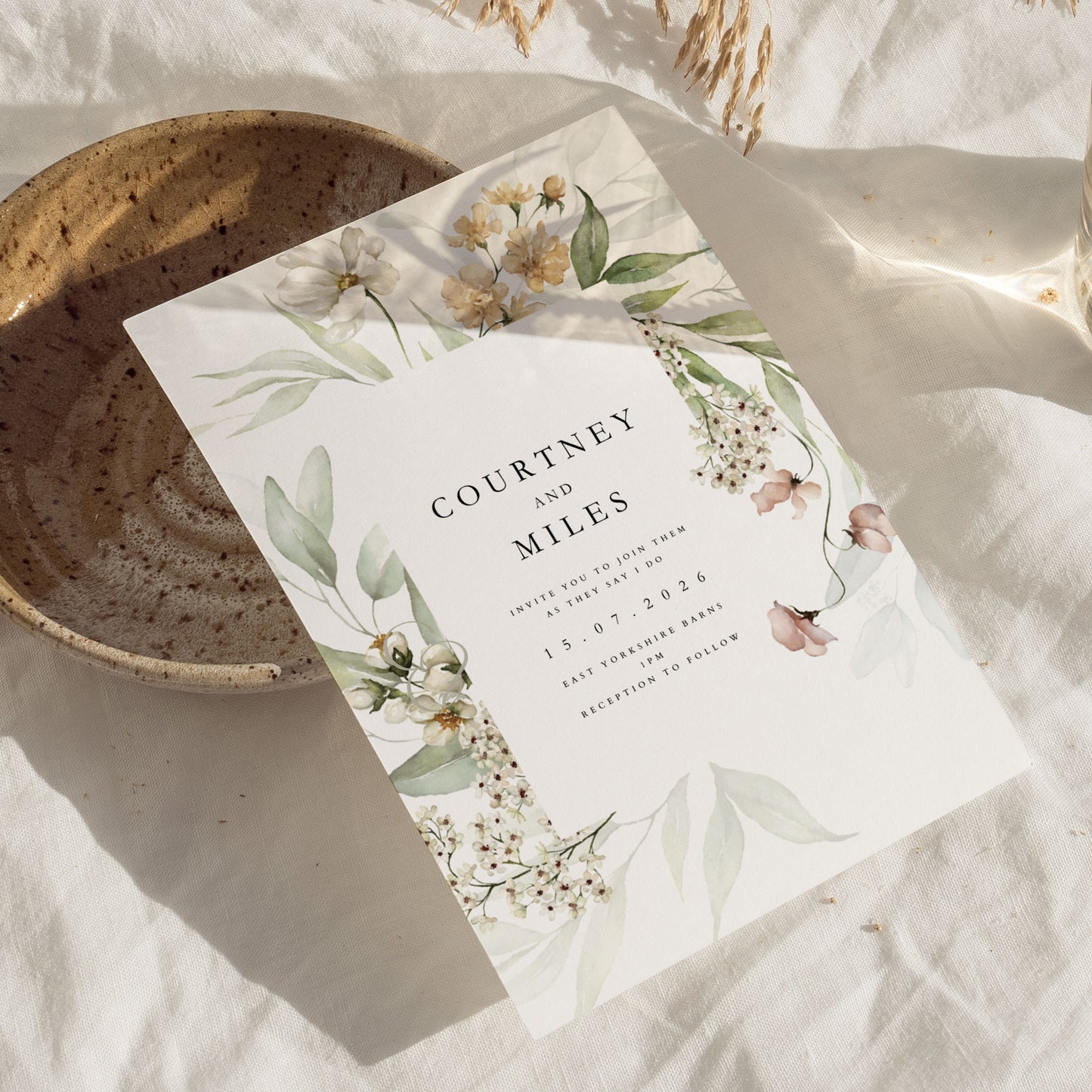 Courtney Watercolour Floral Wedding Invitations