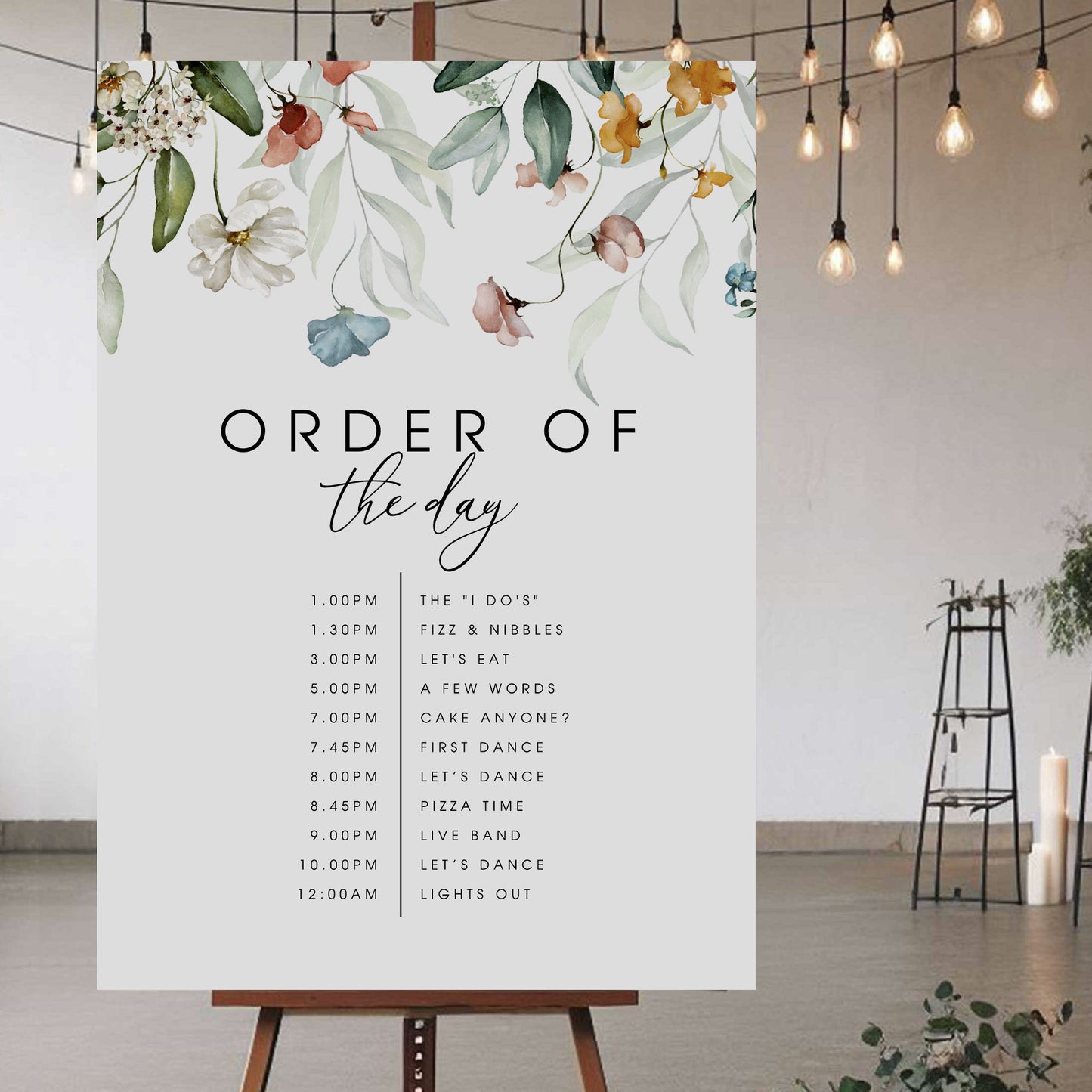 Order Of The Day Sign - Ivy and Gold Wedding Stationery