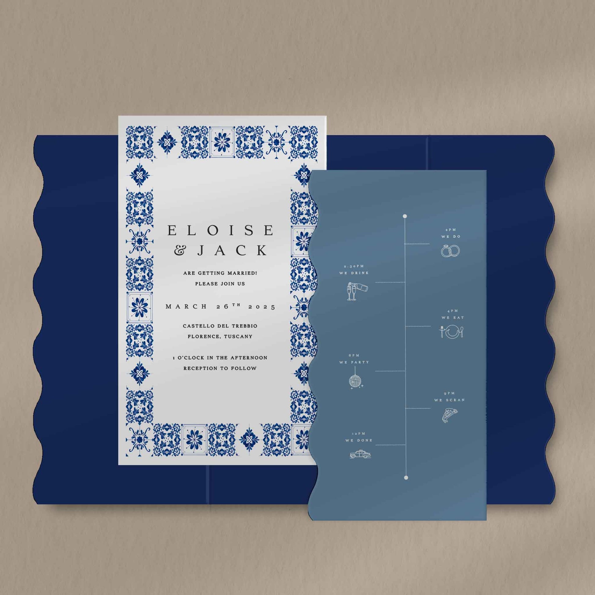Scallop Envelope Sample  Ivy and Gold Wedding Stationery Eloise  