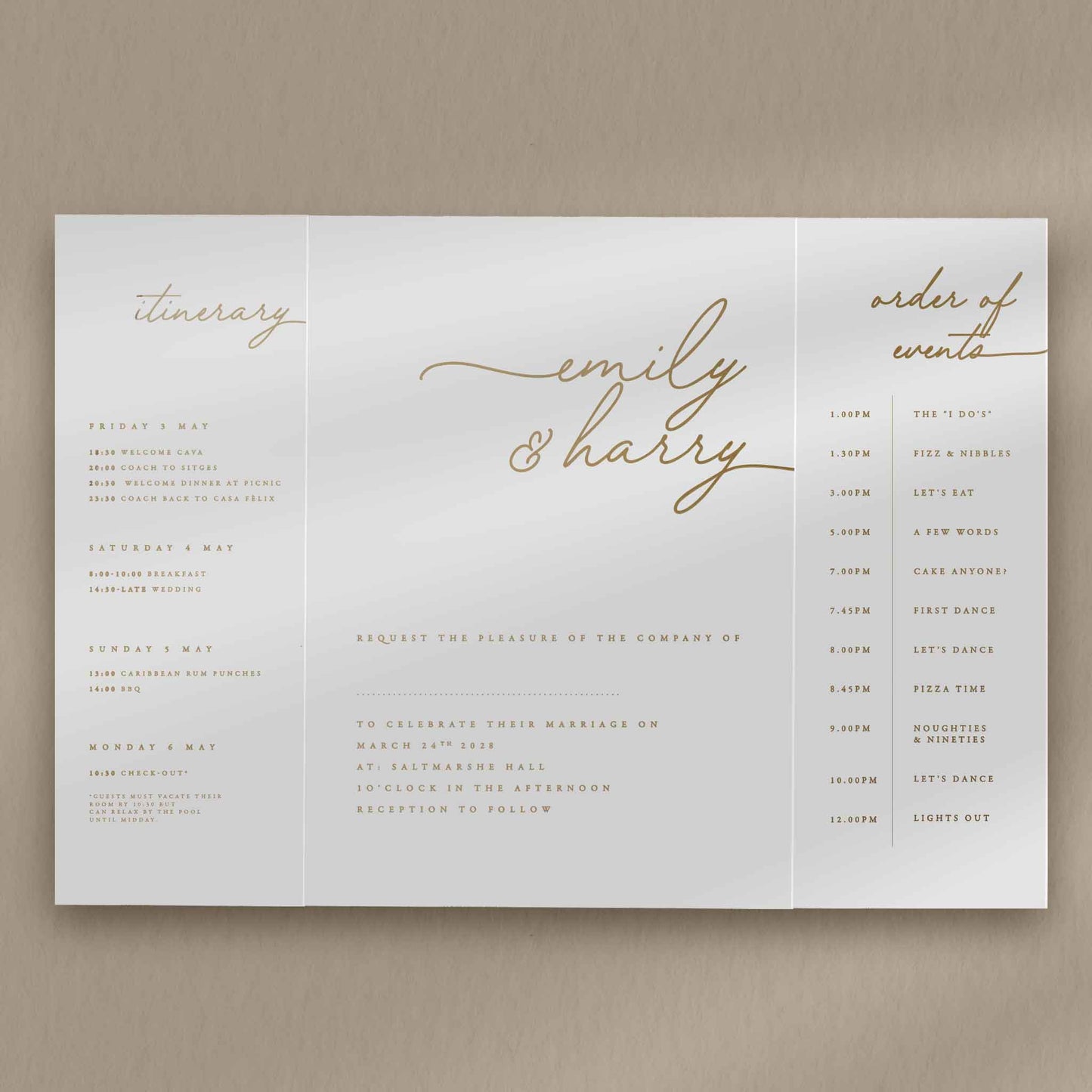 Emily Gatefold Invitation  Ivy and Gold Wedding Stationery   