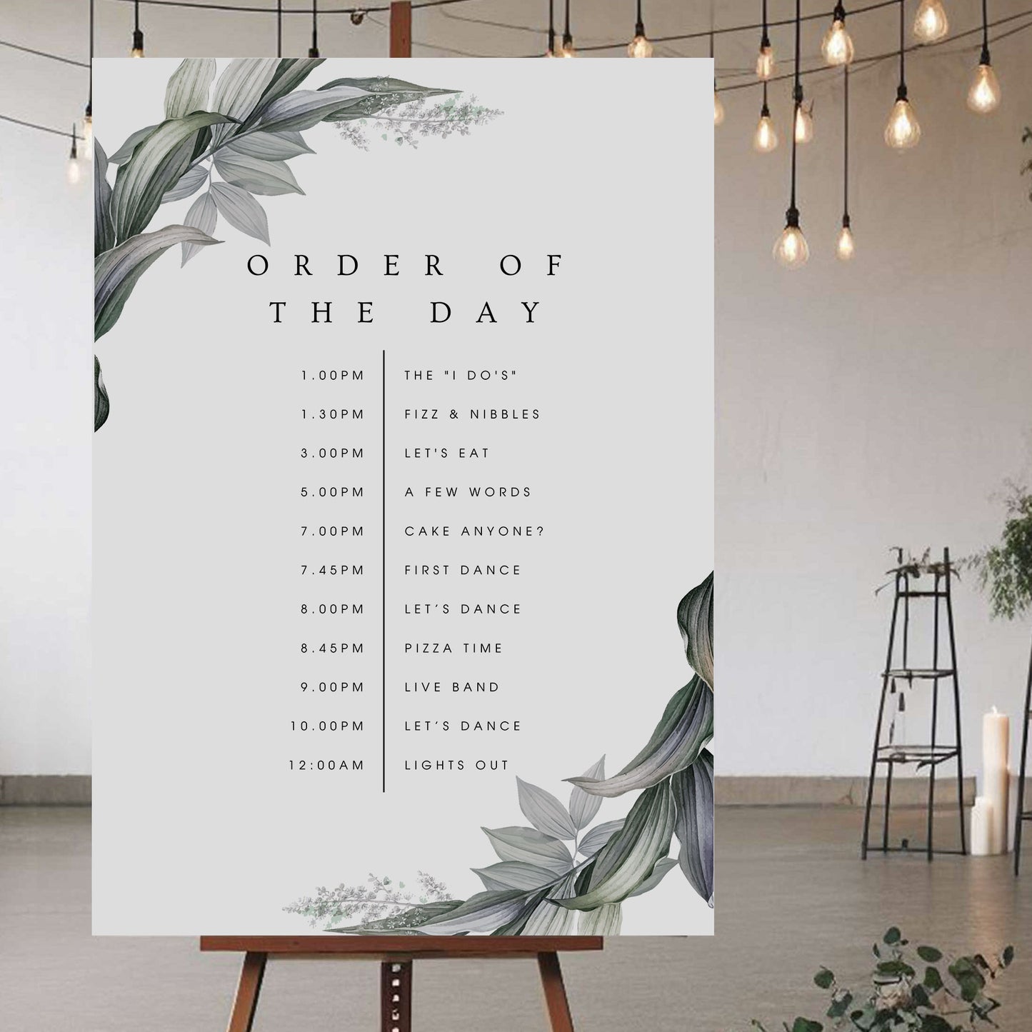 Order Of The Day Sign - Ivy and Gold Wedding Stationery
