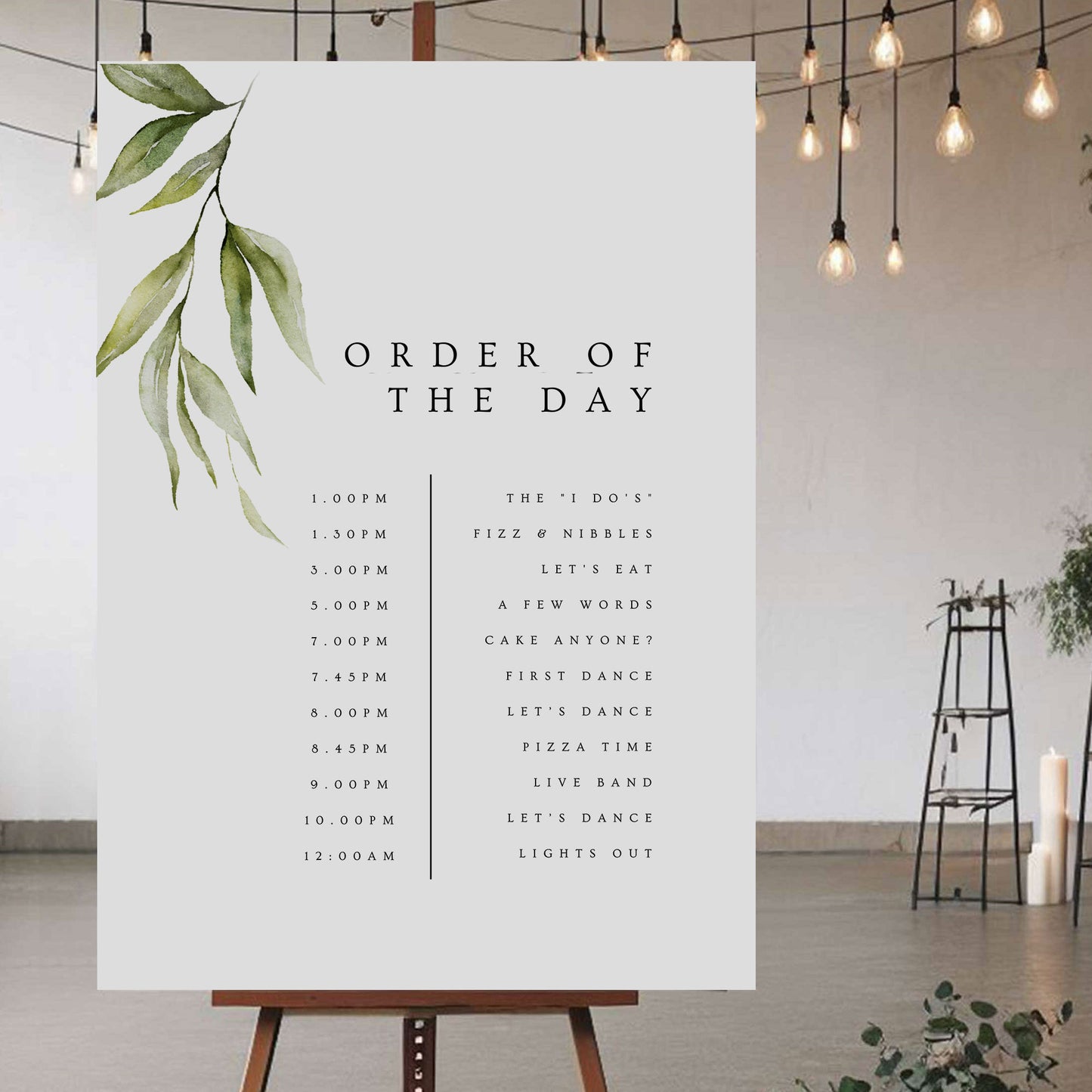 Order Of The Day Sign - Ivy and Gold Wedding Stationery