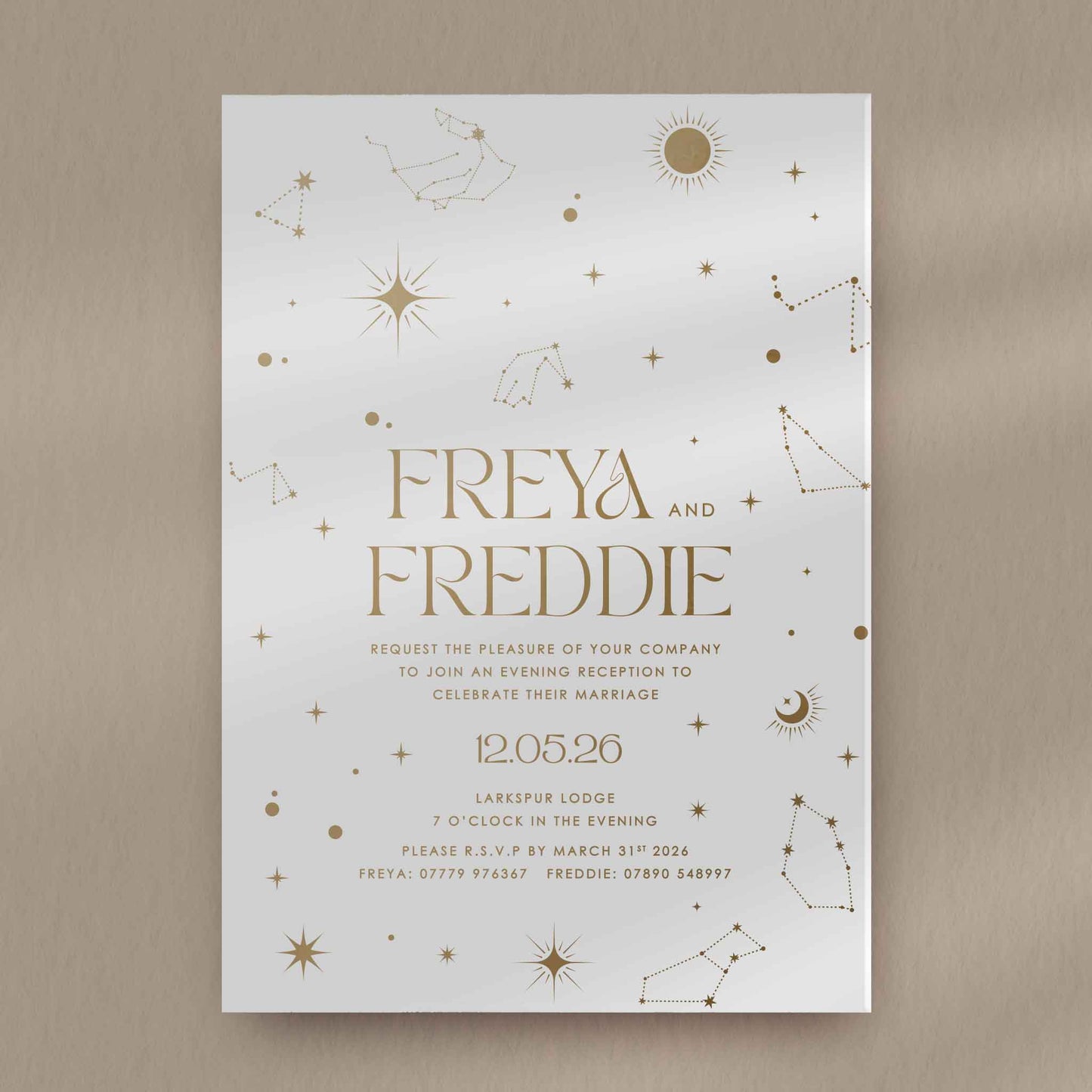 Evening Invitation Sample  Ivy and Gold Wedding Stationery Freya  