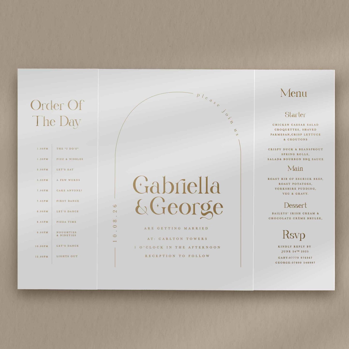 Gabriella Gatefold Invitation  Ivy and Gold Wedding Stationery   