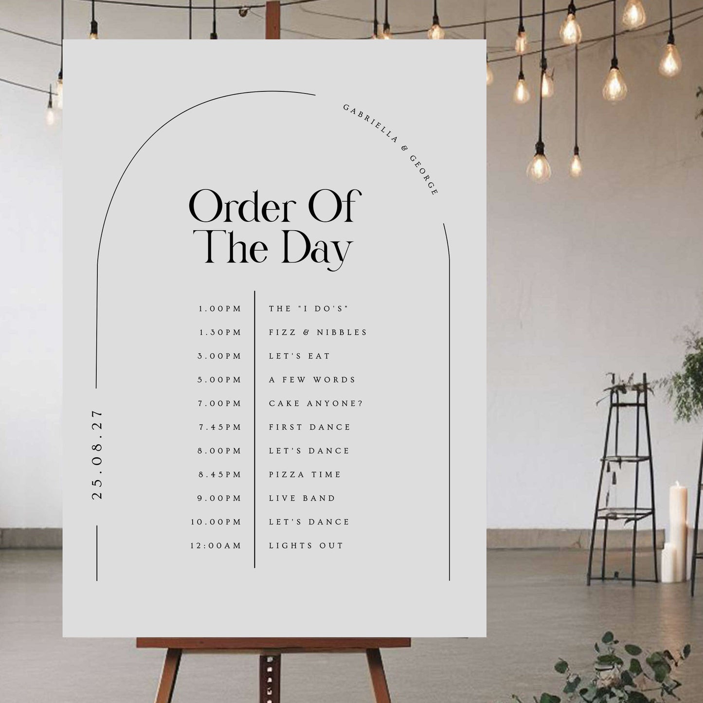Order Of The Day Sign - Ivy and Gold Wedding Stationery