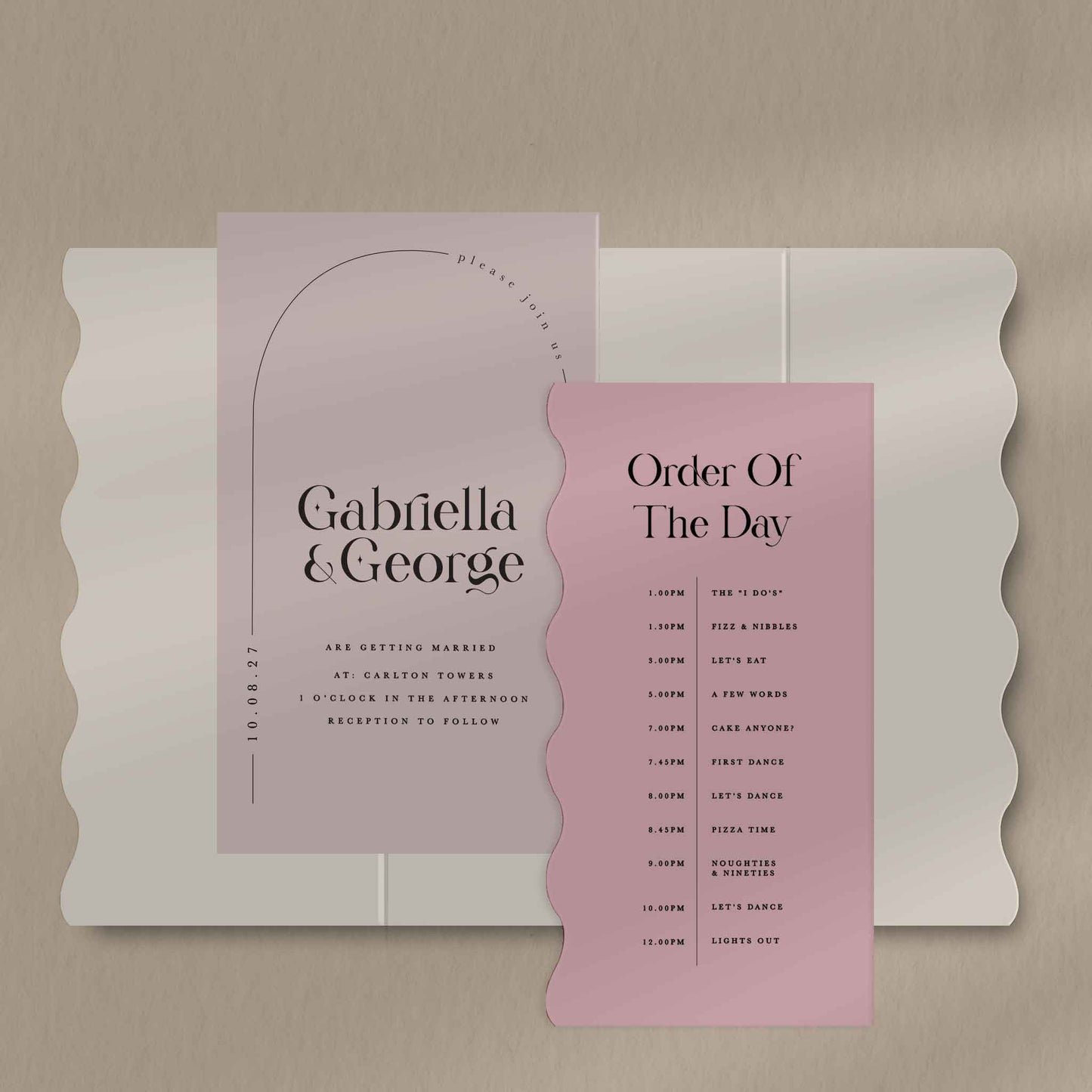 Gabriella Scallop Envelope Invite  Ivy and Gold Wedding Stationery   