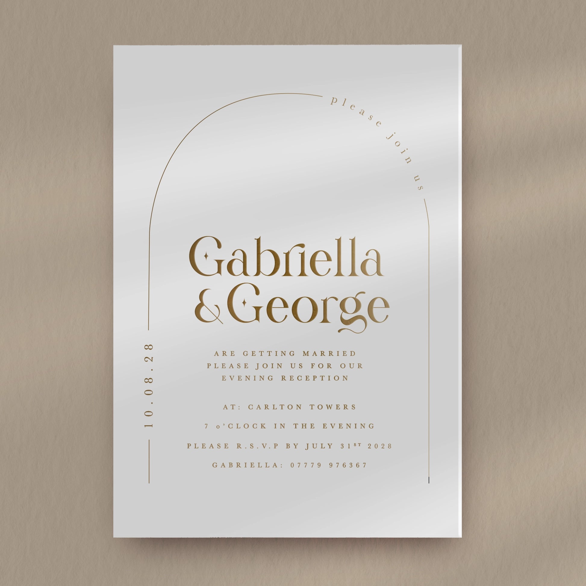 Evening Invitation Sample  Ivy and Gold Wedding Stationery Gabriella  