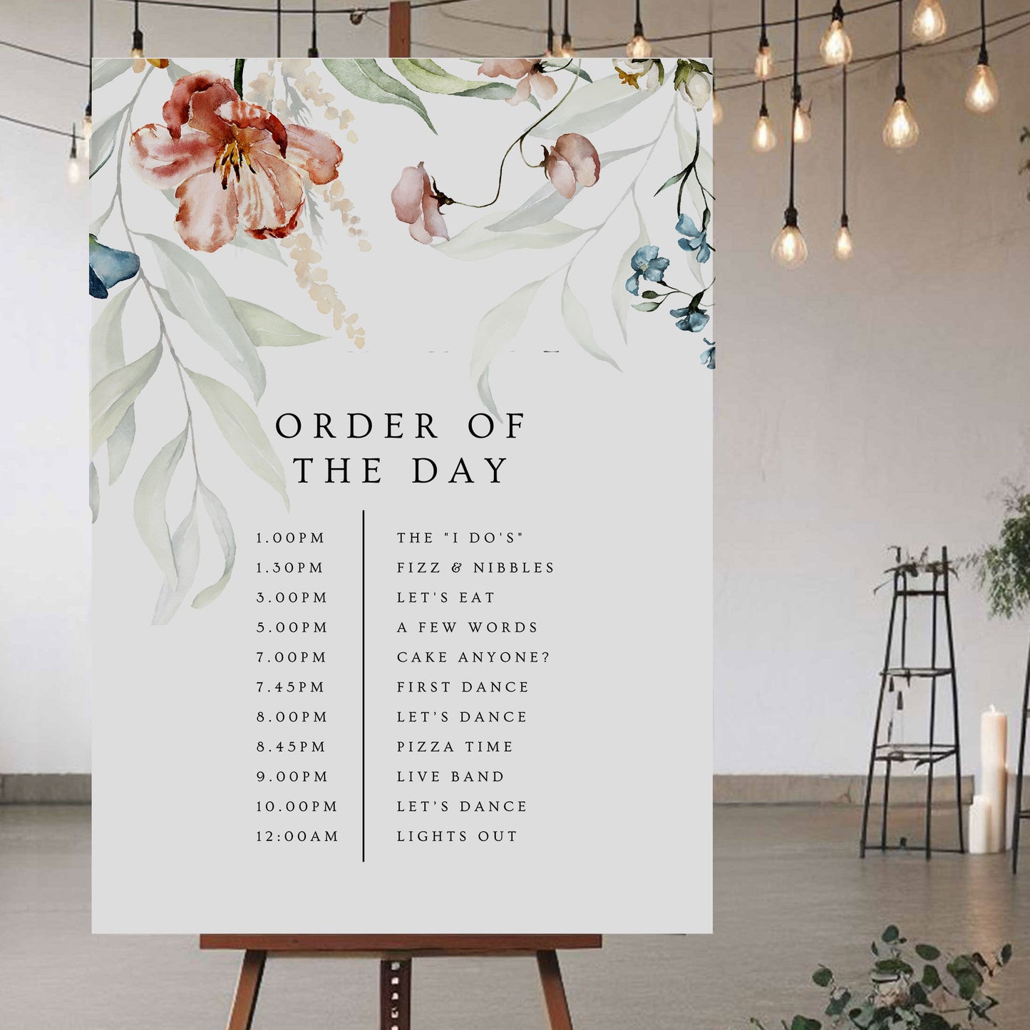 Order Of The Day Sign - Ivy and Gold Wedding Stationery