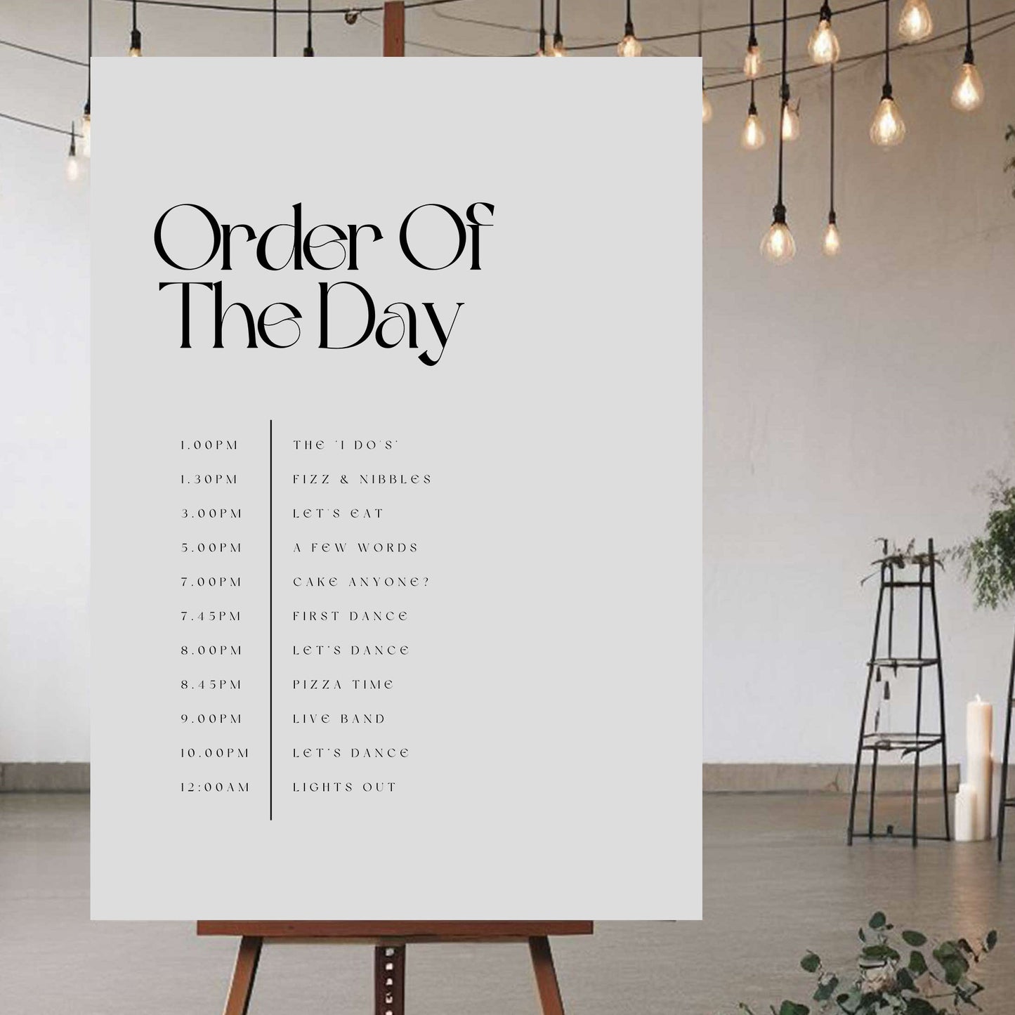 Order Of The Day Sign - Ivy and Gold Wedding Stationery