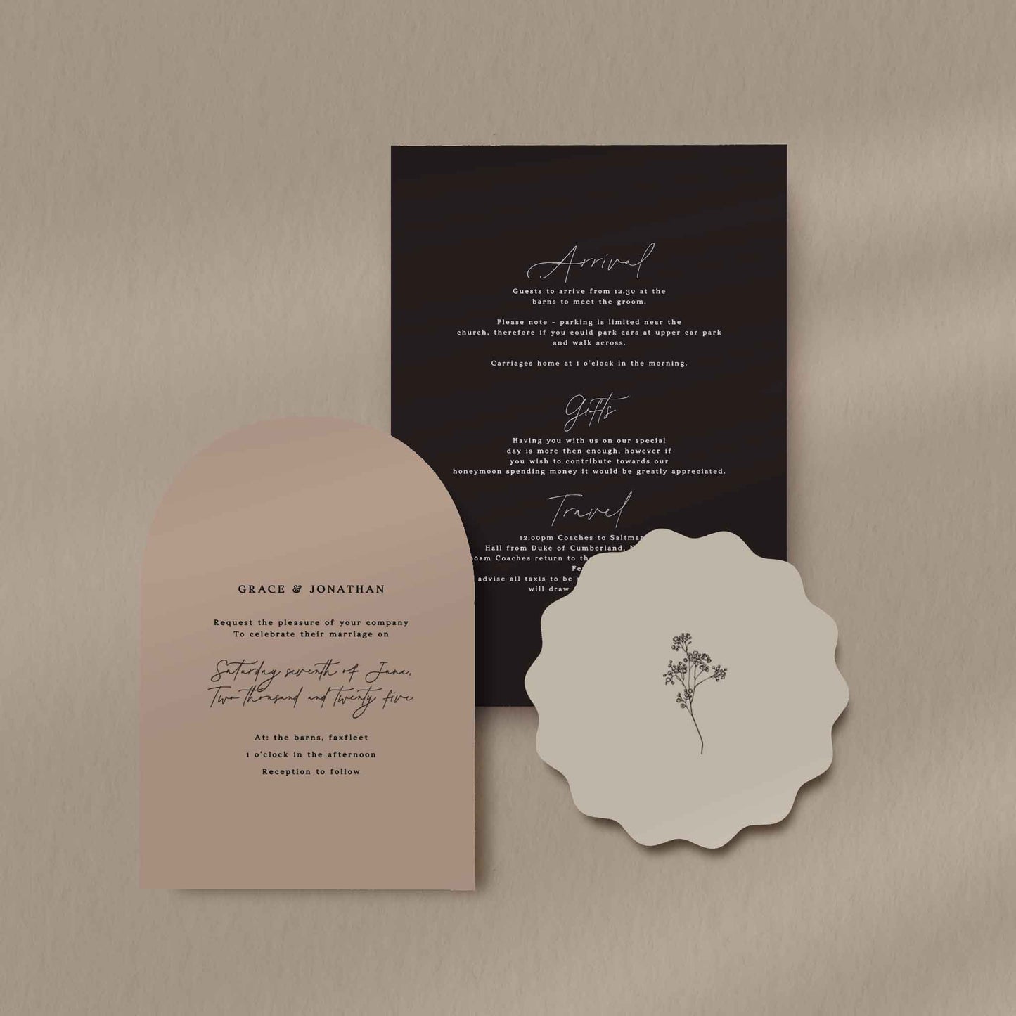 Invitation Set Sample  Ivy and Gold Wedding Stationery Grace  