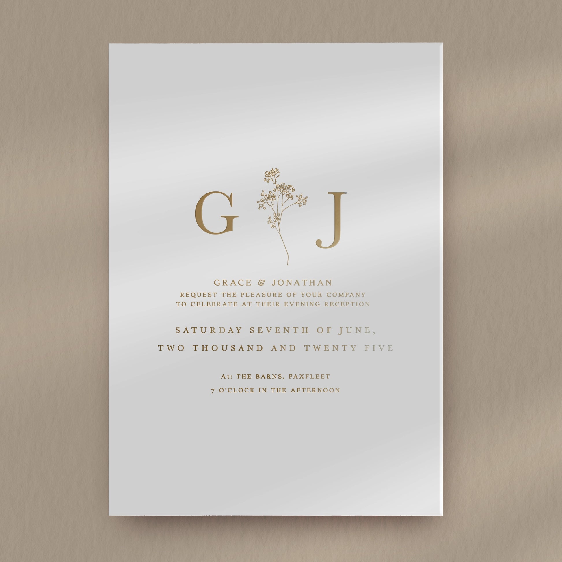 Evening Invitation Sample  Ivy and Gold Wedding Stationery Grace  