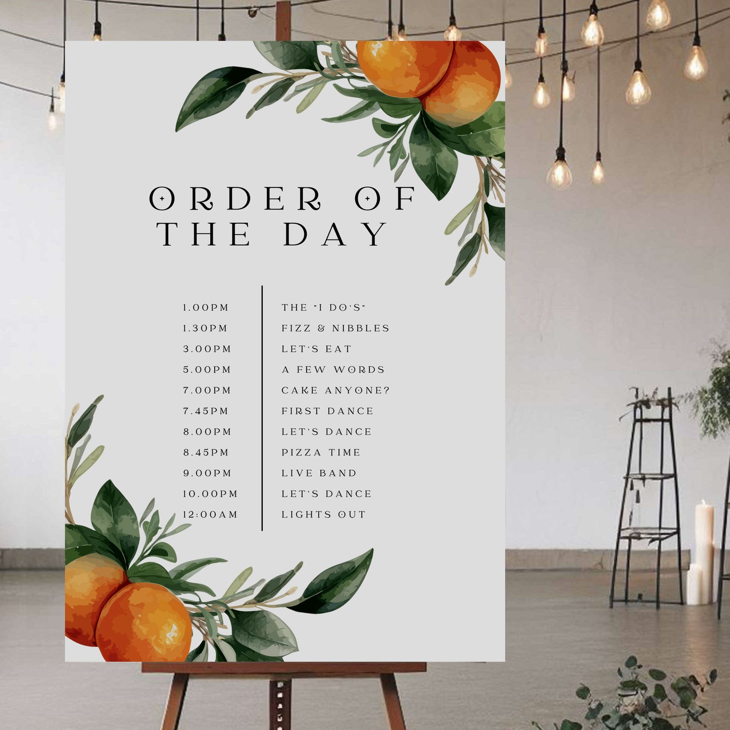 Order Of The Day Sign - Ivy and Gold Wedding Stationery