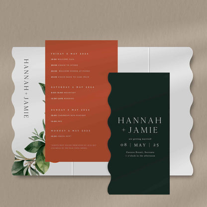 Scallop Envelope Sample  Ivy and Gold Wedding Stationery Hannah  