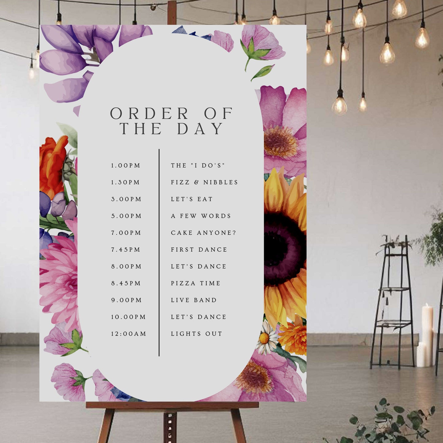 Order Of The Day Sign - Ivy and Gold Wedding Stationery