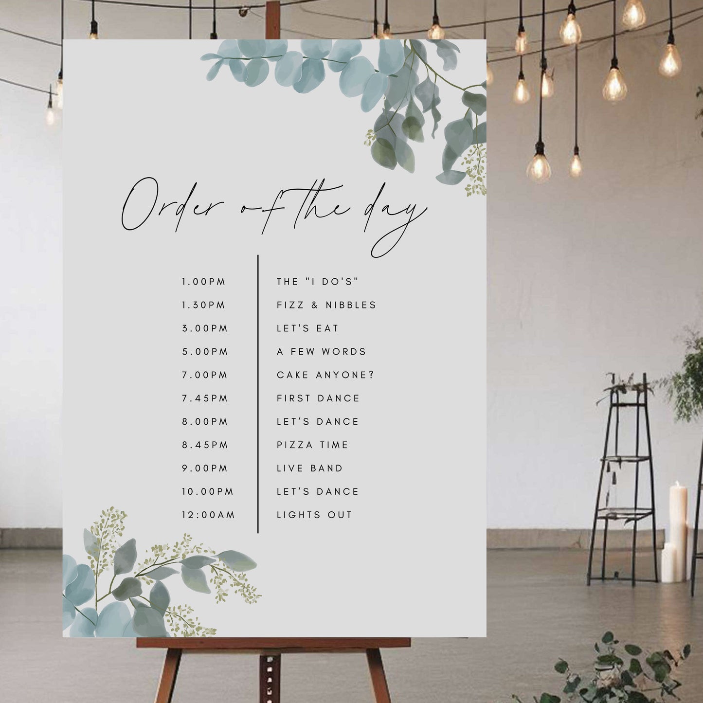 Order Of The Day Sign - Ivy and Gold Wedding Stationery