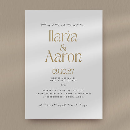 Evening Invitation Sample  Ivy and Gold Wedding Stationery Ilaria  