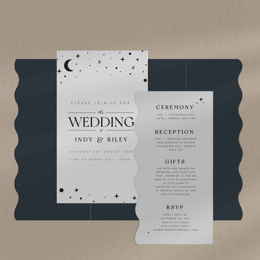 Indy Scallop Envelope Invite  Ivy and Gold Wedding Stationery   