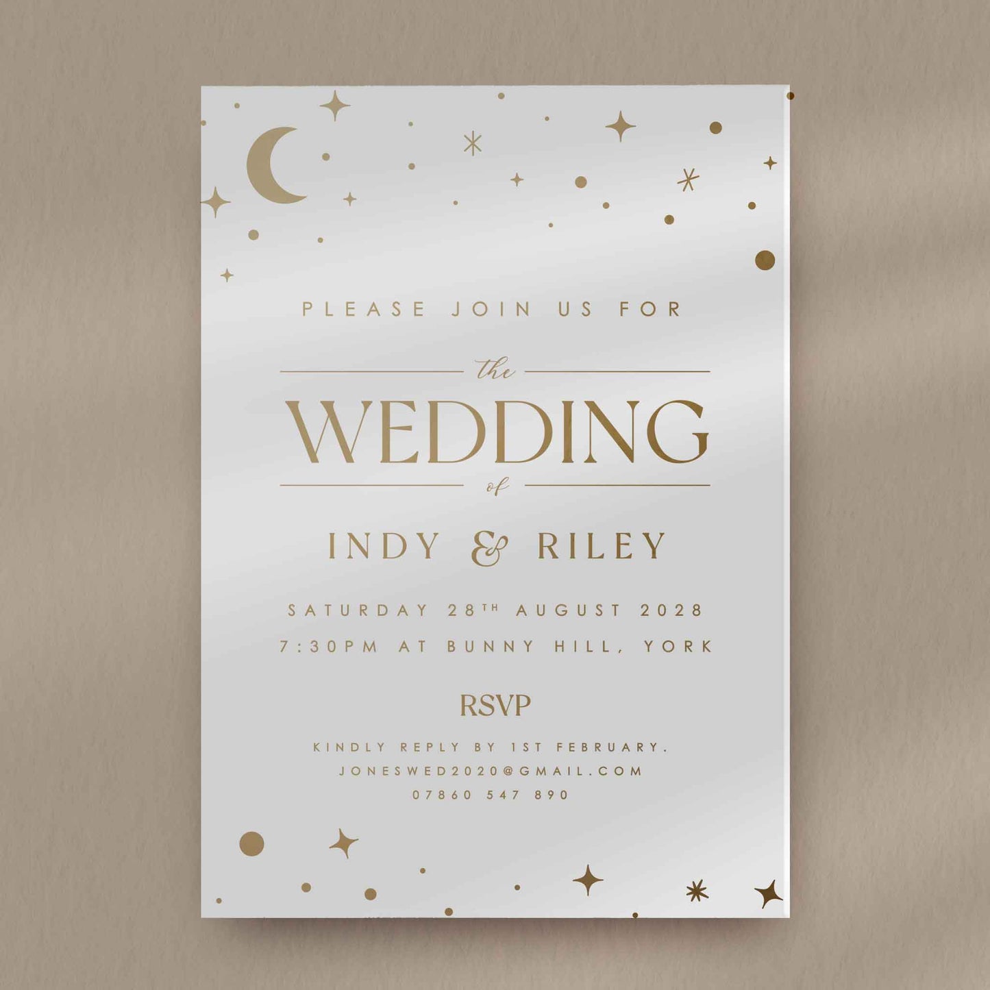 Evening Invitation Sample  Ivy and Gold Wedding Stationery Indy  