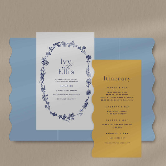 Ivy Scallop Envelope Invite  Ivy and Gold Wedding Stationery   