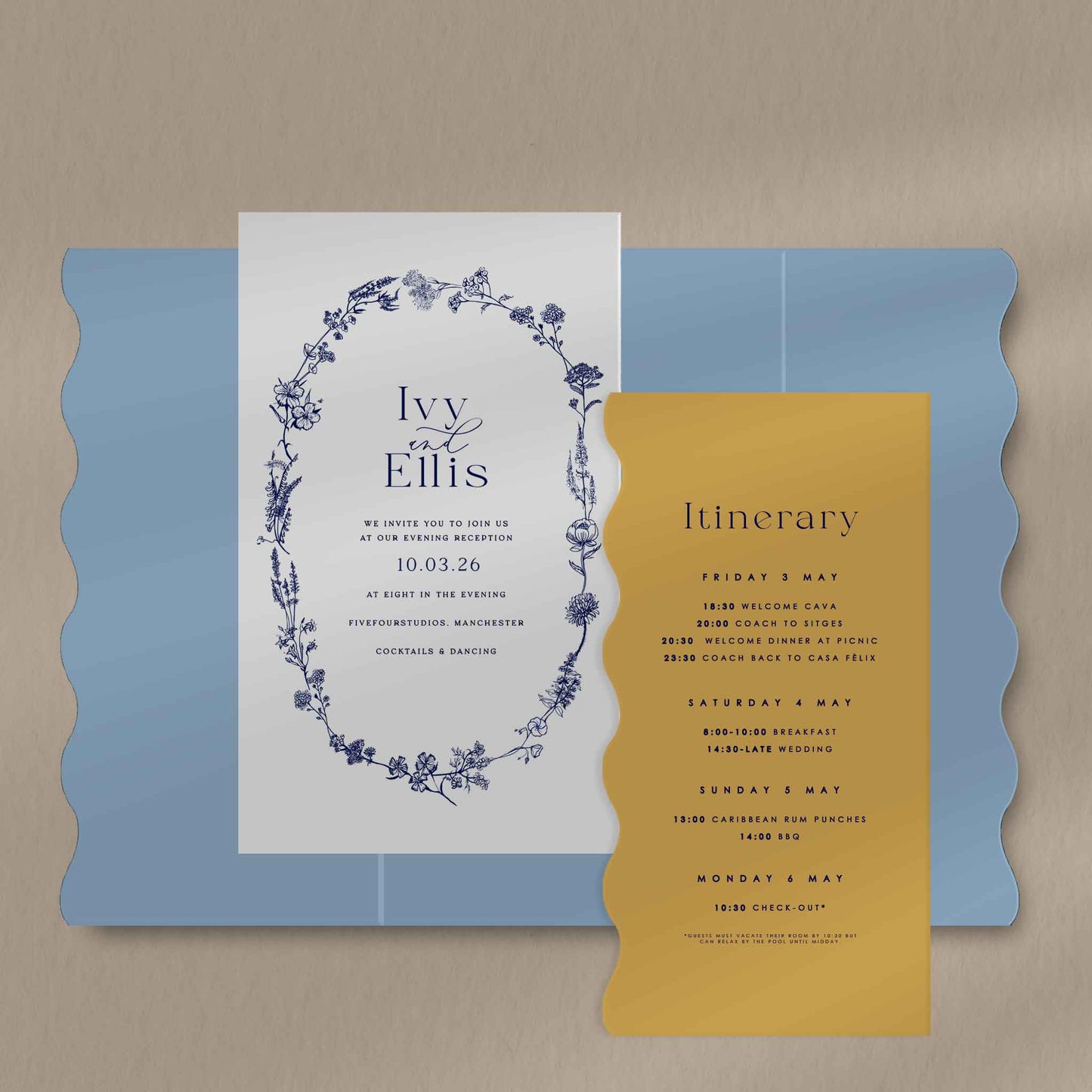 Scallop Envelope Sample  Ivy and Gold Wedding Stationery Ivy  