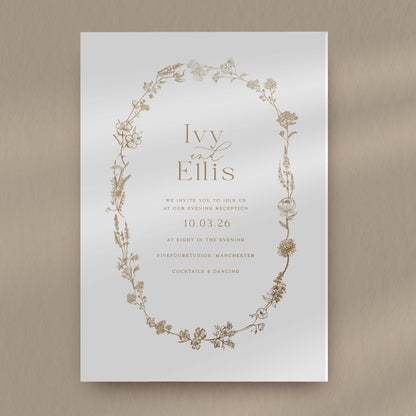 Evening Invitation Sample  Ivy and Gold Wedding Stationery Ivy  