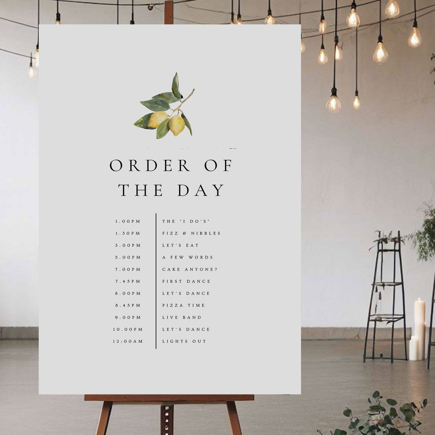Order Of The Day Sign - Ivy and Gold Wedding Stationery